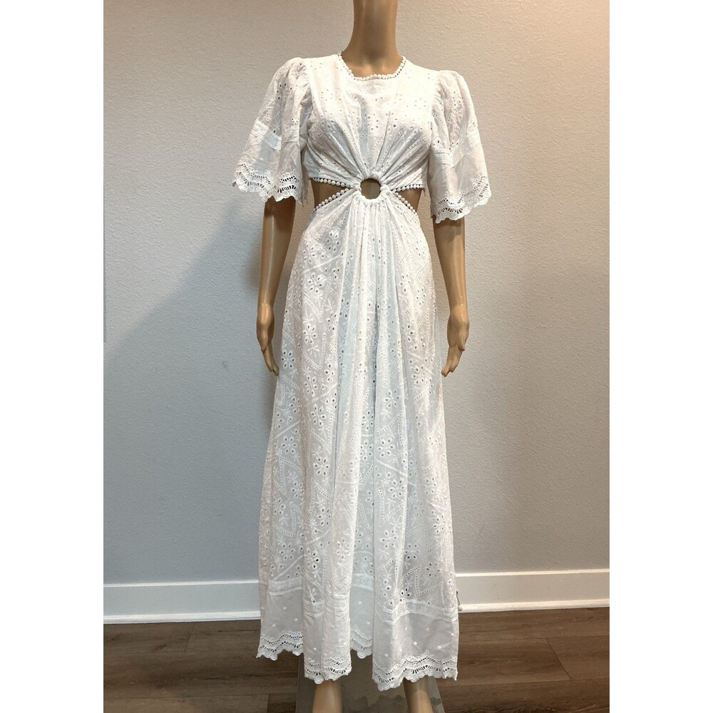 Mable White Merletto Eyelet Cut Out Maxi Dress - Medium NWOT - Picture 4 of 16